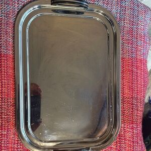 Vintage Art Deco Stainless Steel Serving Tray - Rectangular Mirror Finish friend